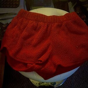 Fuzzy red shorts